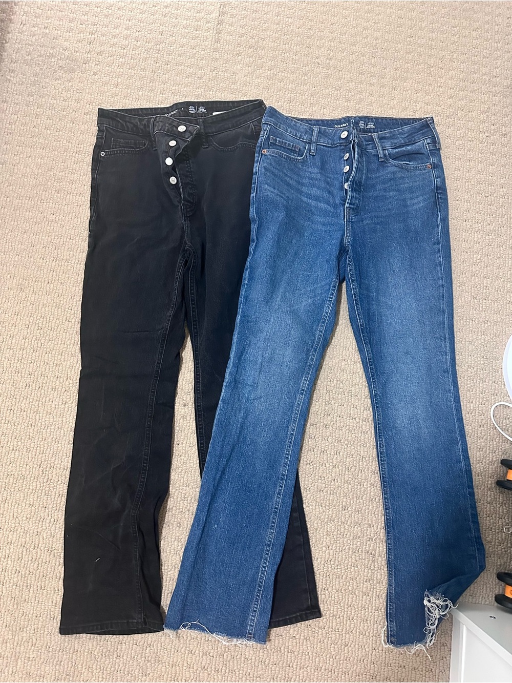 Women’s High-Rise Button-Fly Jeans - Blue and Black